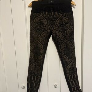 7 For All Mankind Black and Gold Skinny Jeans